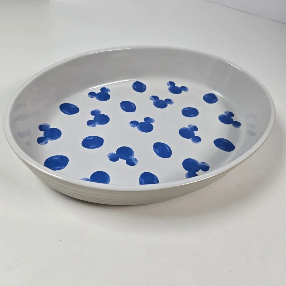 Disney Parks Homestead Serving Dish Tray Plate Bowl 60oz White Blue Mickey Mouse